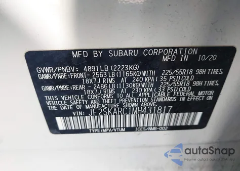 2021 Subaru Forester Sport from USA, damaged, VIN JF2SKARC1MH431817